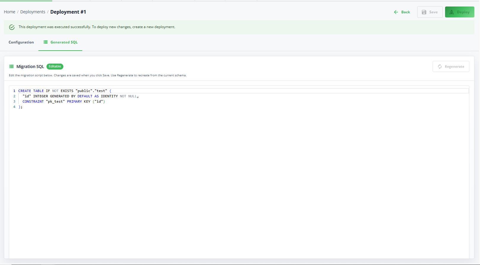 Generated SQL preview