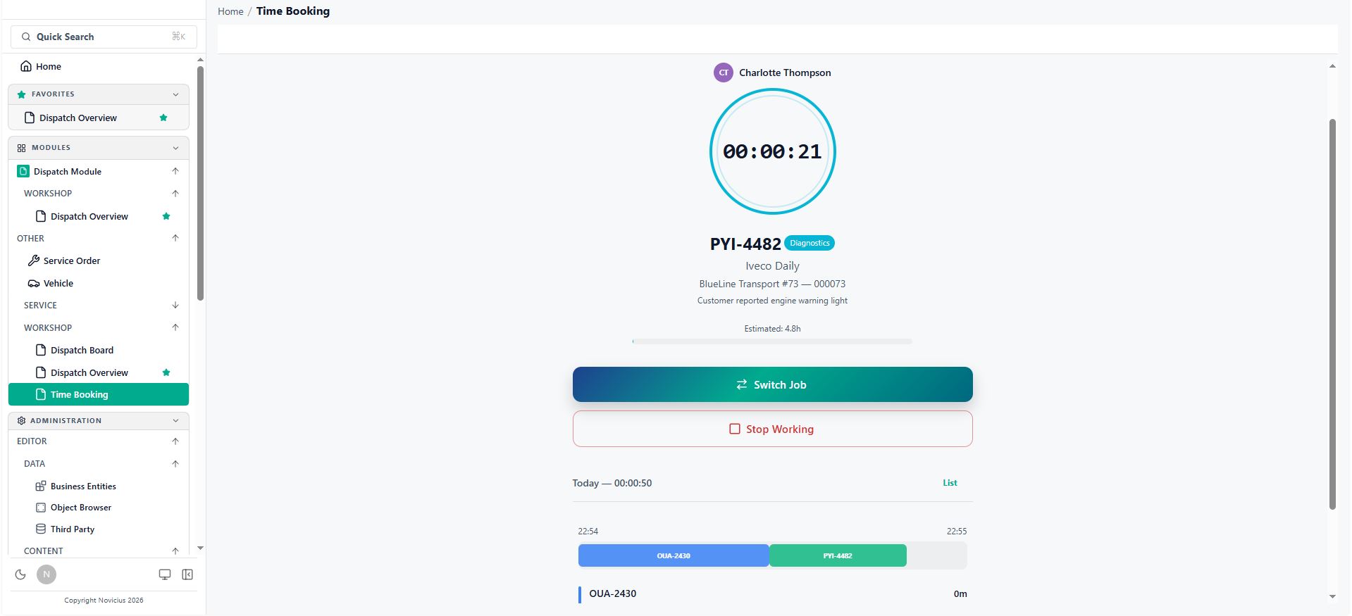 Time booking - hours per job, no spreadsheets